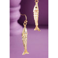 Gold Fish Drop Earrings