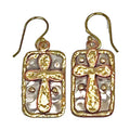 Mixed Metal Earrings - Cross -Stainless Steel and Brass