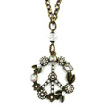 Pearl & Bling Collage Peace Sign Necklace