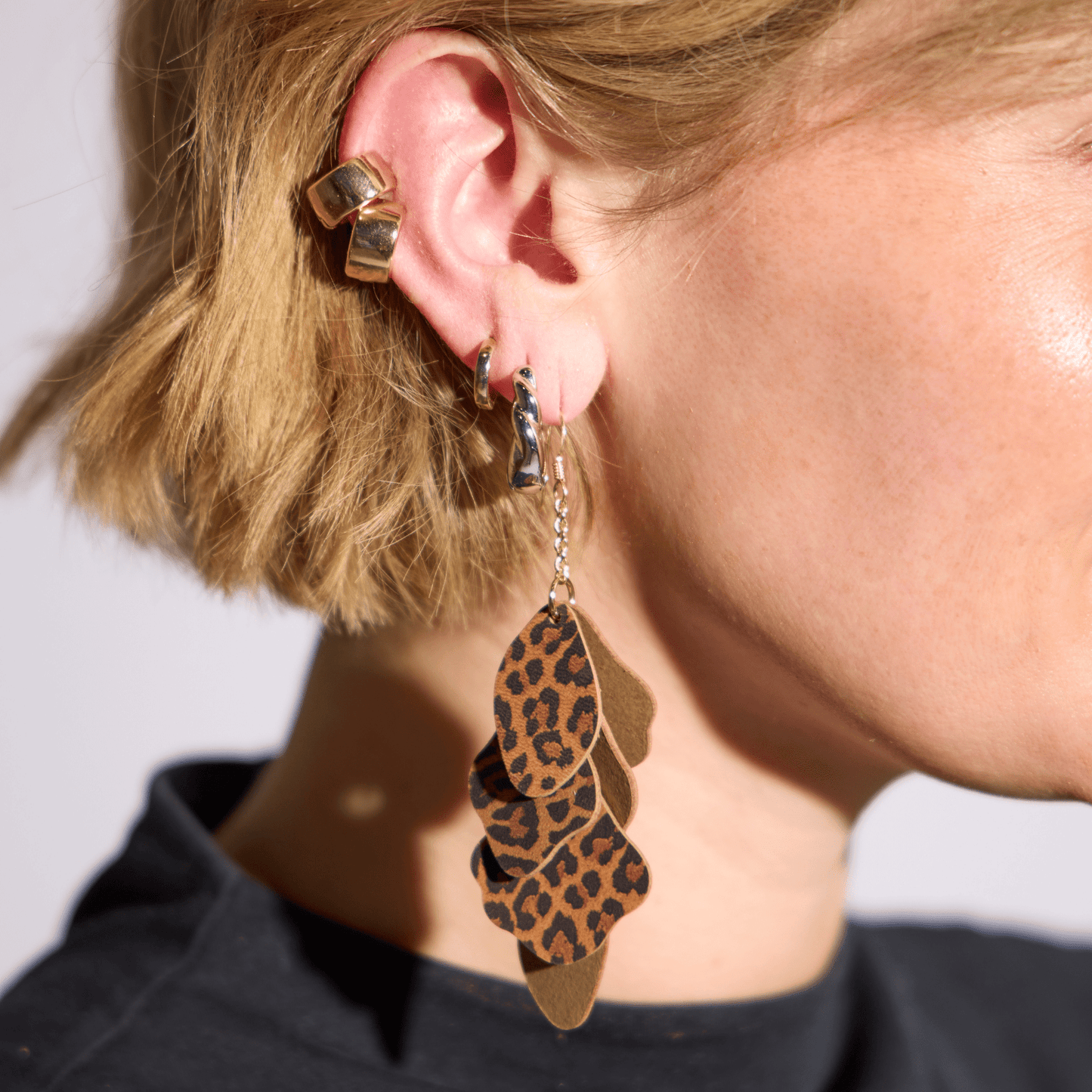 Leopard Print Florence Leather Dangle Earrings