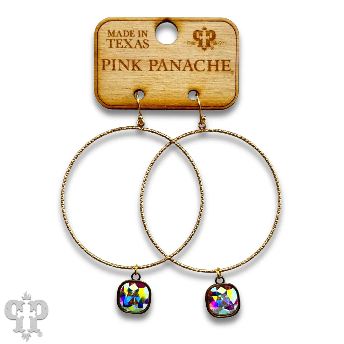 Austrian Crystal Large Textured Circle Earrings