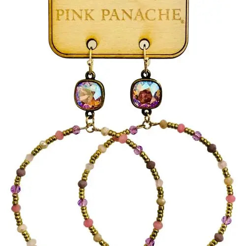 Austrian Crystal Colorful and Gold Bead Circle Earrings