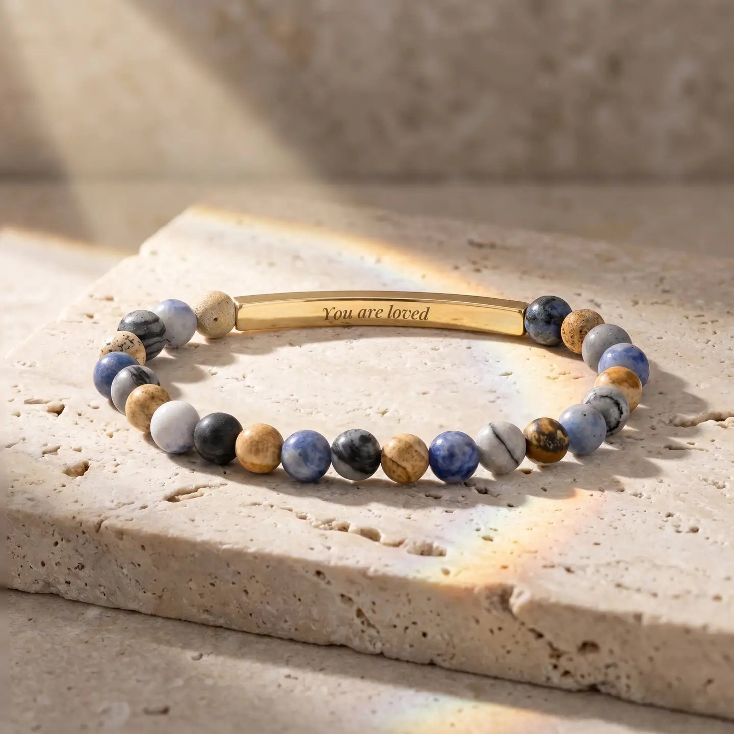 Secret Message "Brave" Stone Bracelet