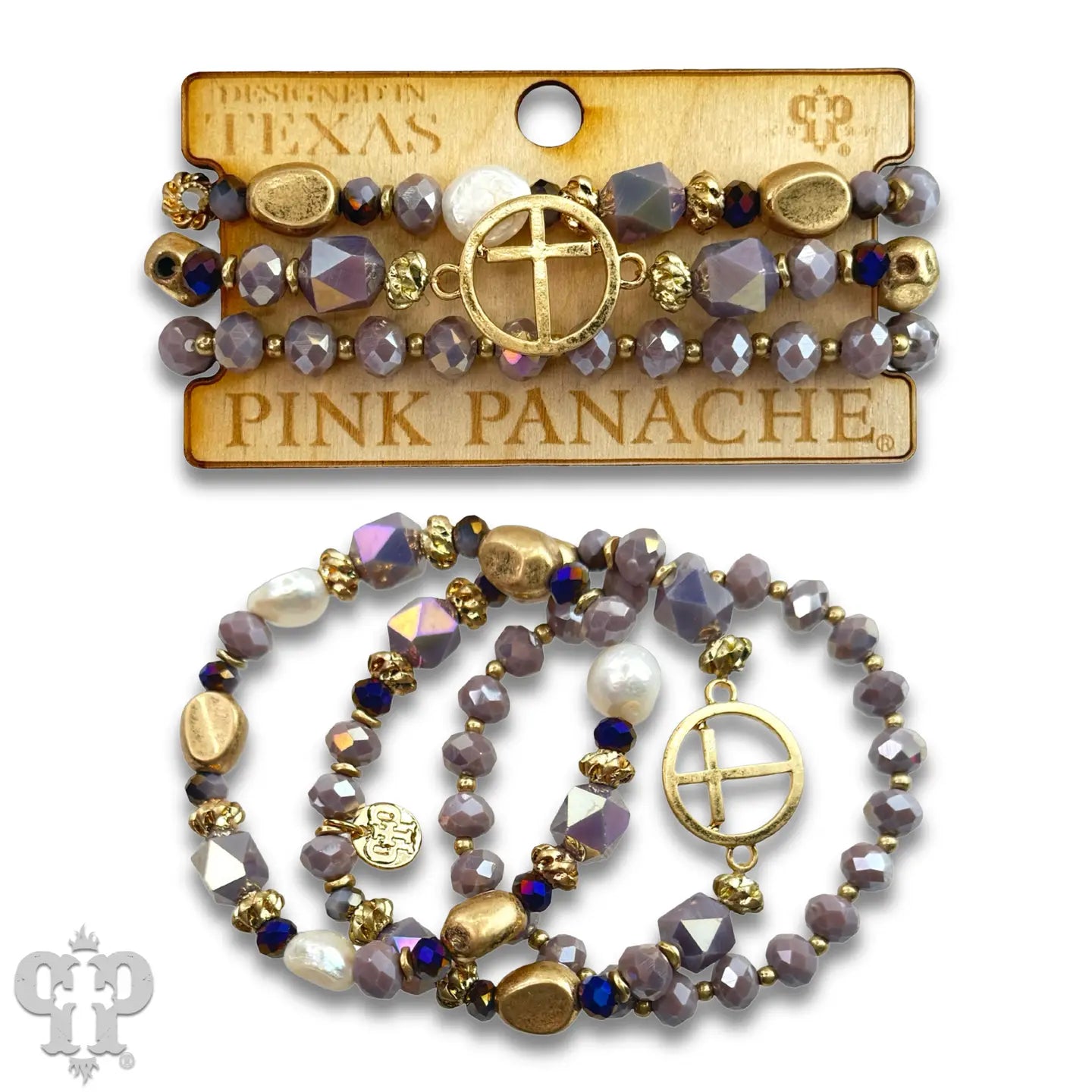 Cross Feature Crystal Bracelet Set