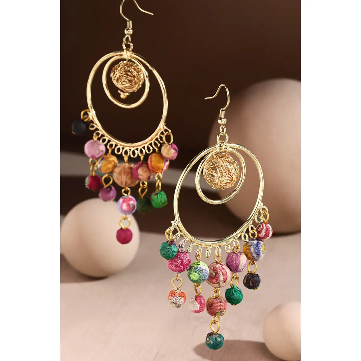 Handmade Layered Circular Beaded Earrings