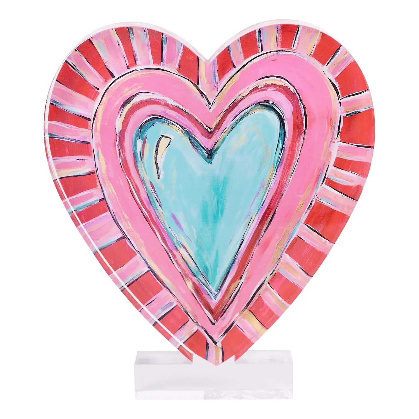 Striped Heart Acrylic Stand – Kennedy Sue Gift & Home