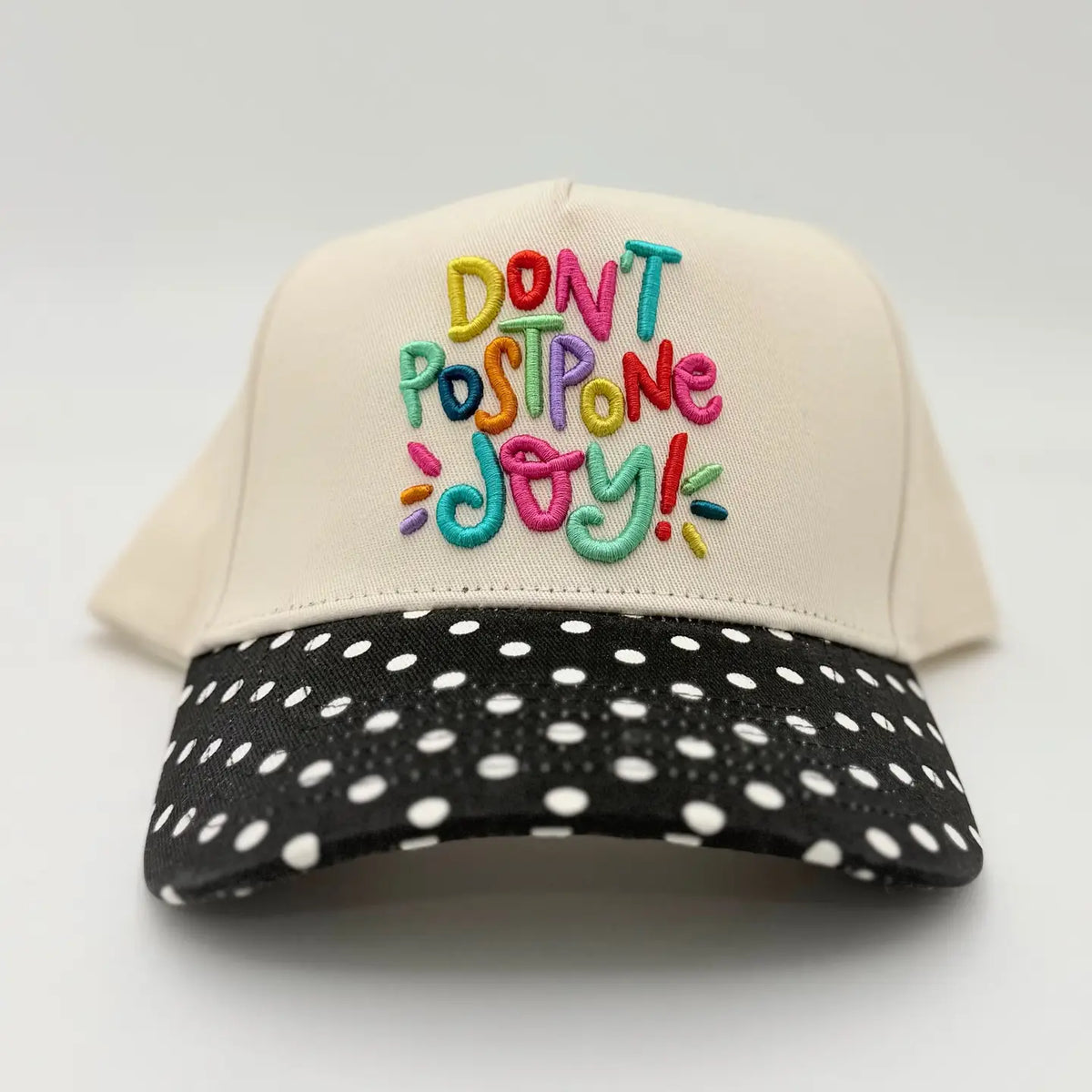 Don't Postpone Joy Embroidered Hat