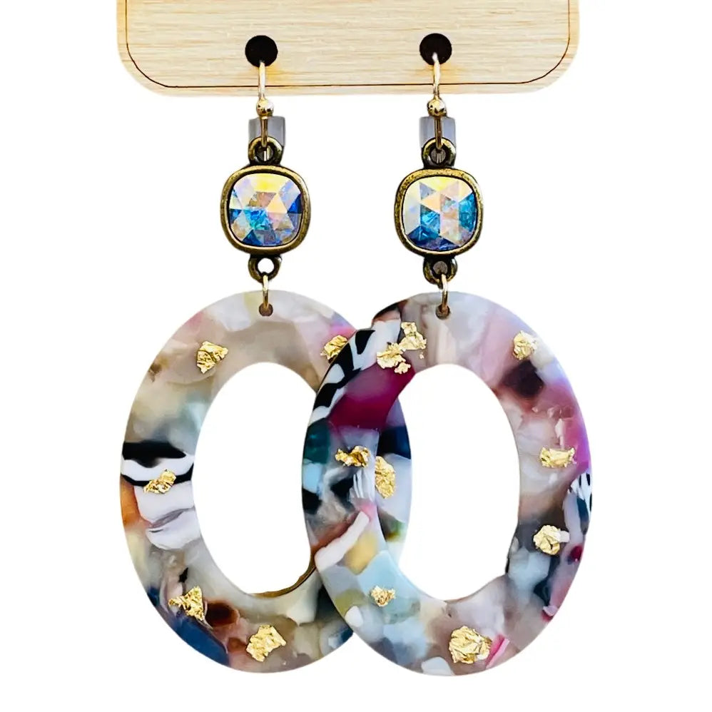 Multi Color Oval Swirl Earring