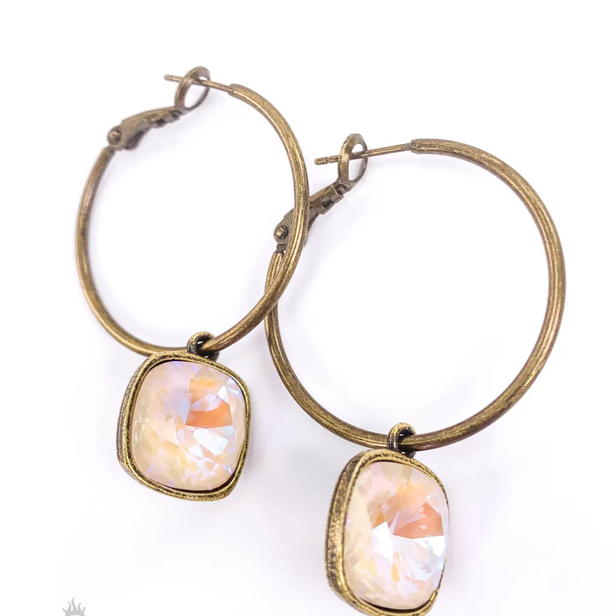 Square Austrian Crystal Hoop Earrings