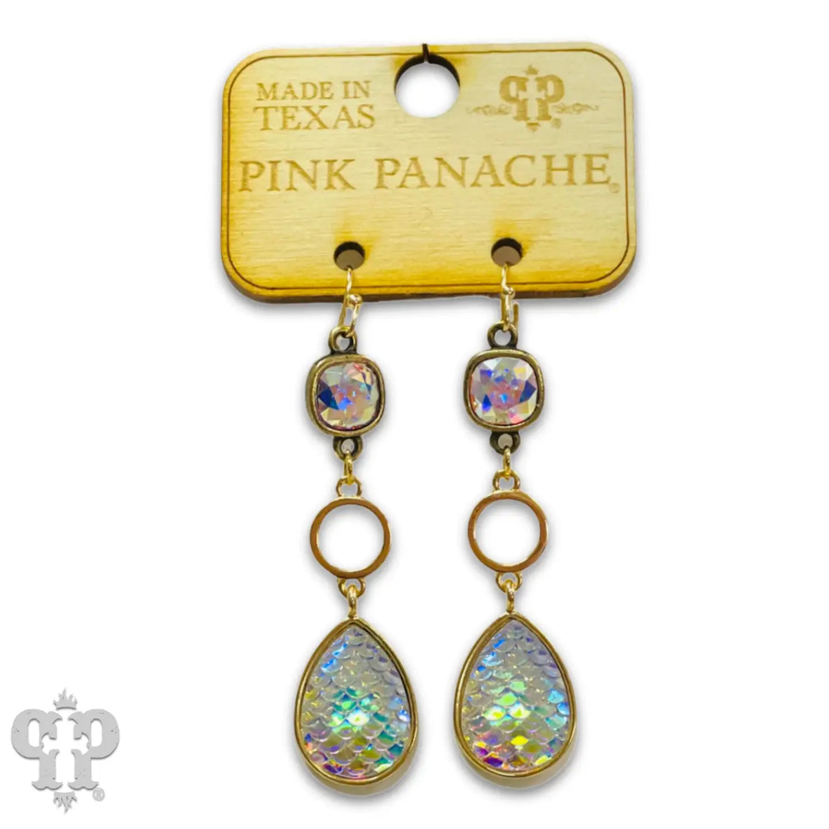 Gold Circle & Mermaid Teardrop Earrings