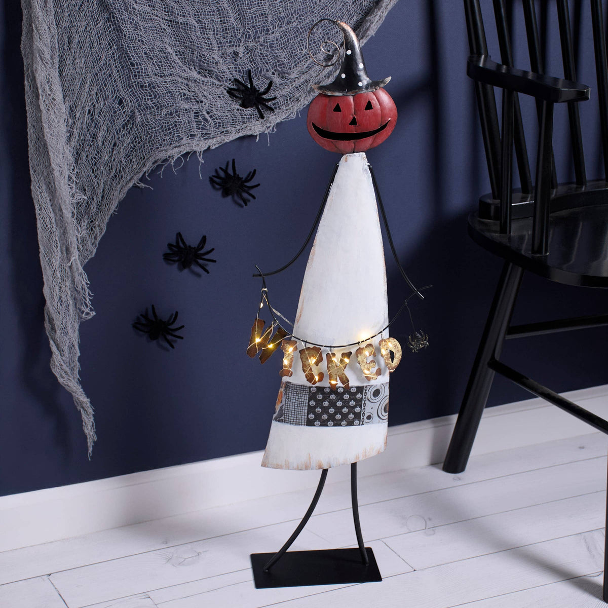 Lighted Wicked Pumpkin Sitter