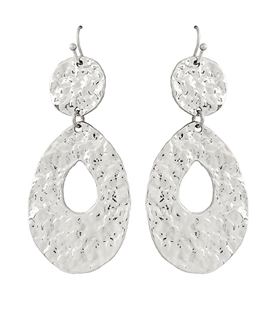 Hammered Texture Oval Drop Earrings