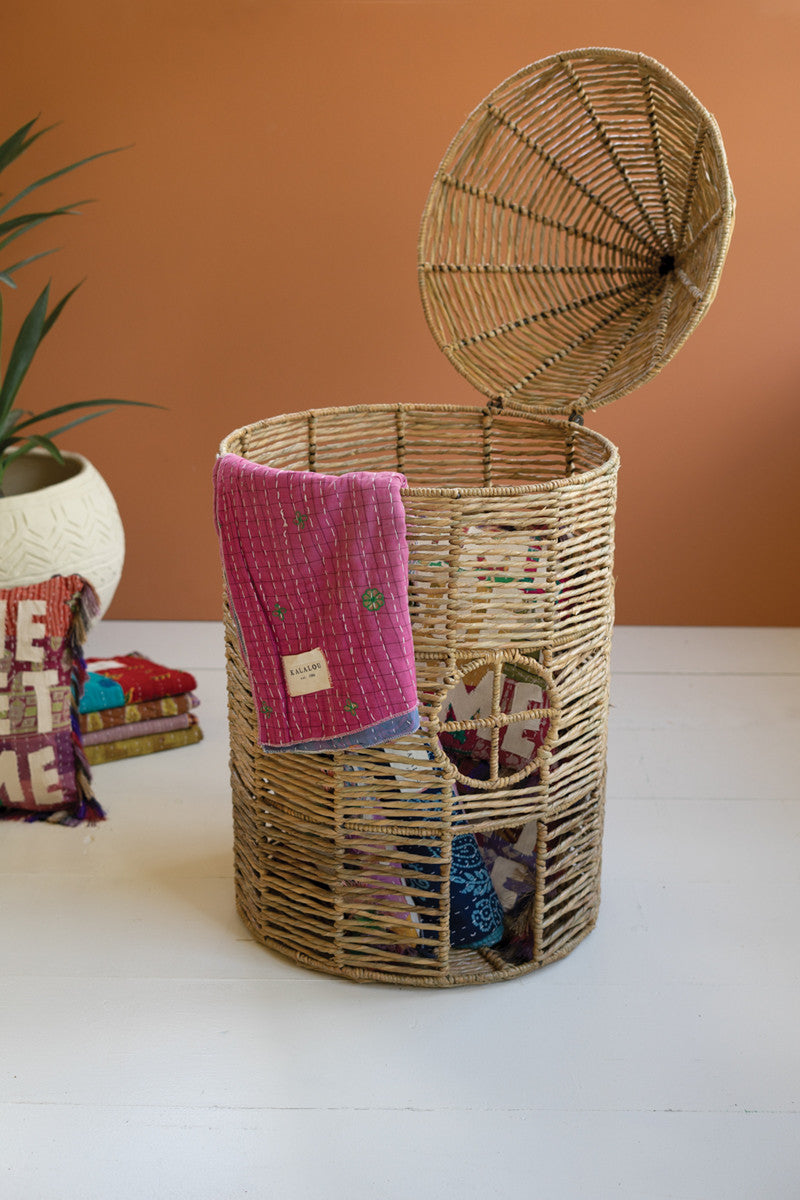 Woven Seagrass House Basket with Lid