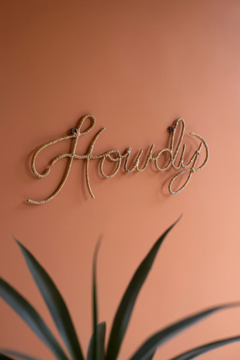 Seagrass and Iron "Howdy" Wall Decor