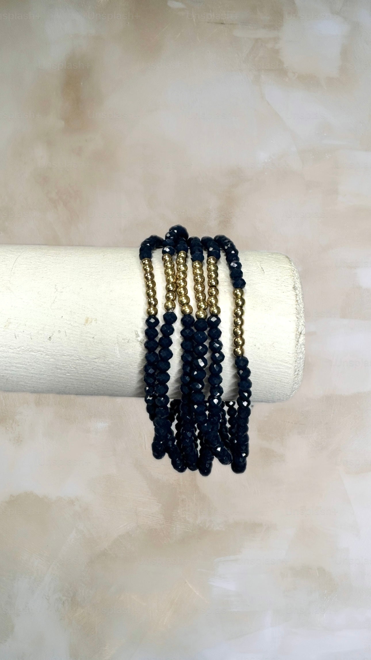 Glass Bead & Gold Bracelet Set