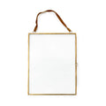Glass and Metal Wall Frame with Suede Hanger - Brass