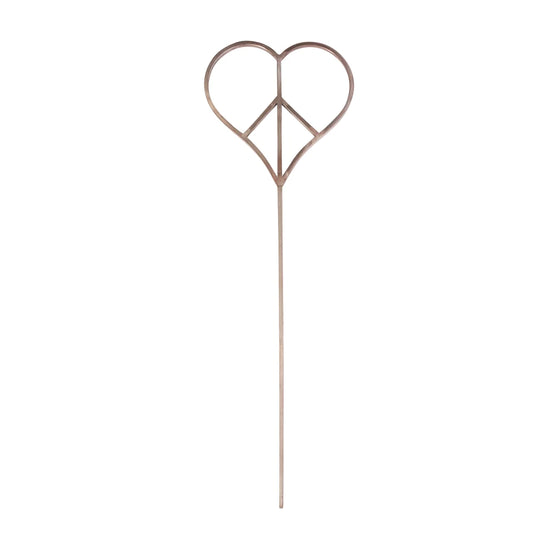 Metal Heart Peace Sign Garden Stake