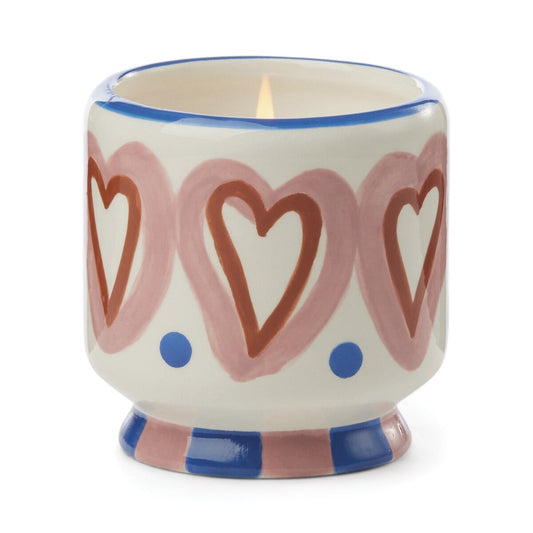 A Dopo Handpainted "Hearts" Ceramic Candle - Rosewood Vanilla