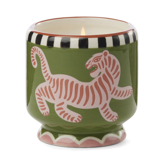 A Dopo Handpainted "Tiger" Ceramic Candle - Black Cedar & Fig