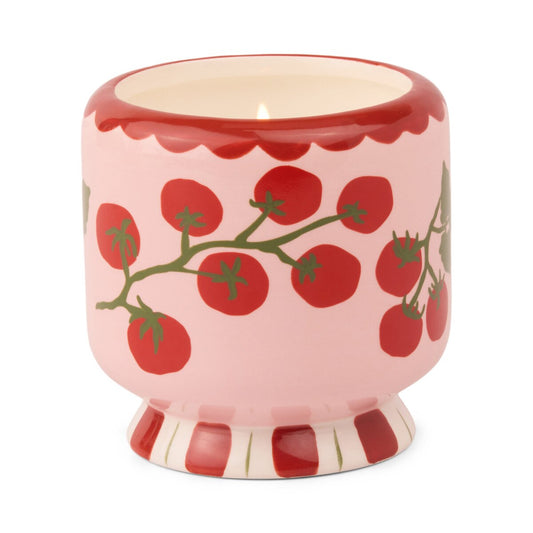 A Dopo Handpainted "Tomato Vine" Ceramic Candle - Heirloom Tomato