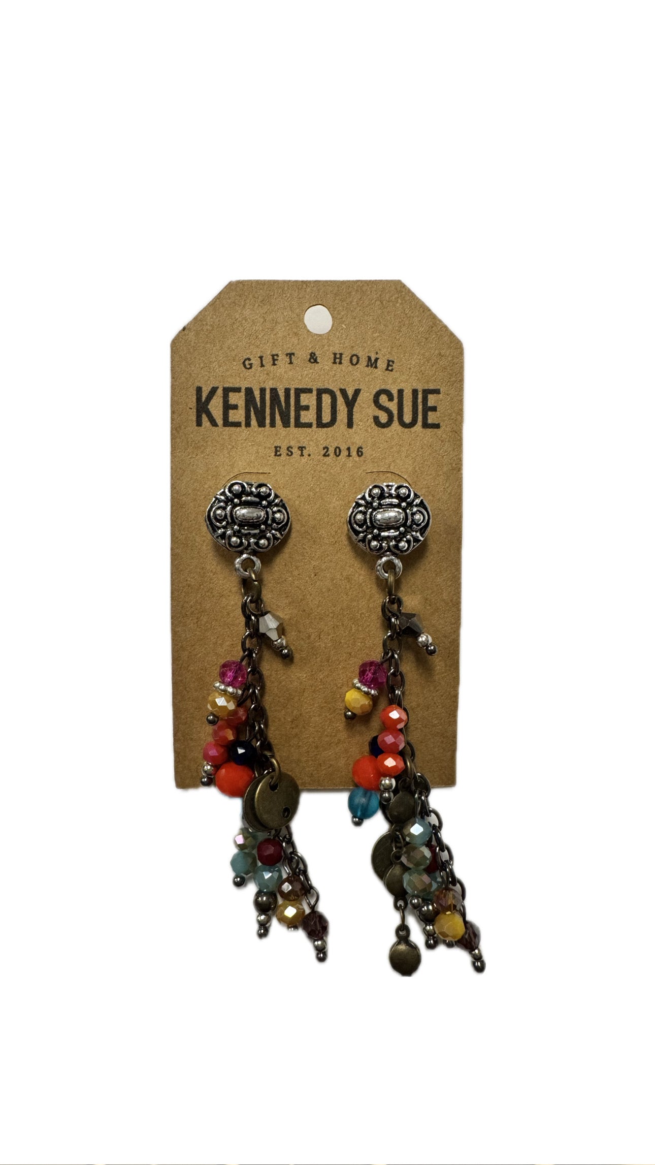 Silver Charm Drop Earrings