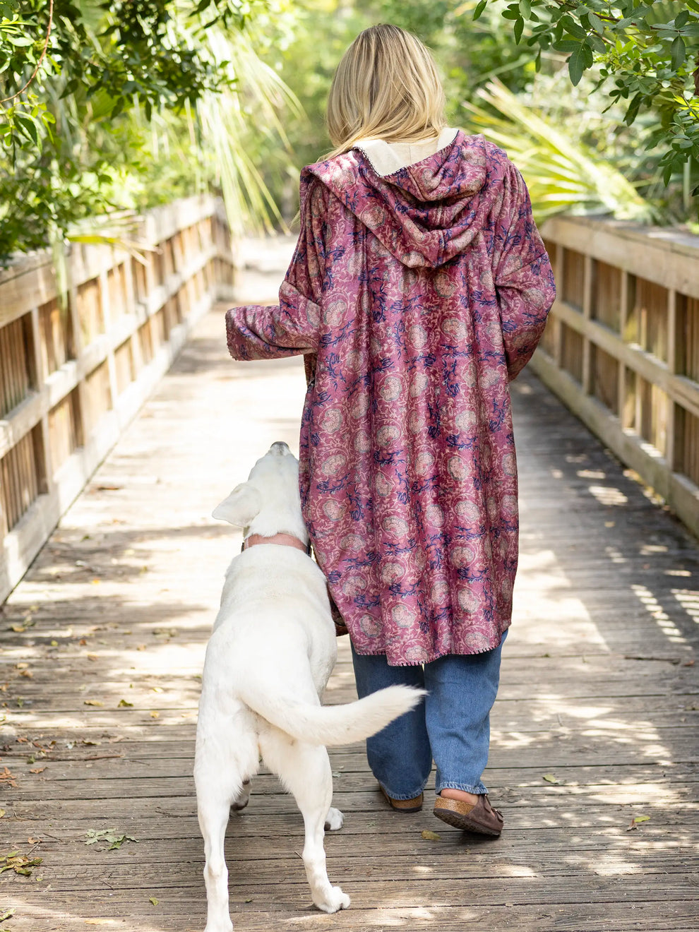 Cozy Blanket Kimono - Mauve India Vines Long Length