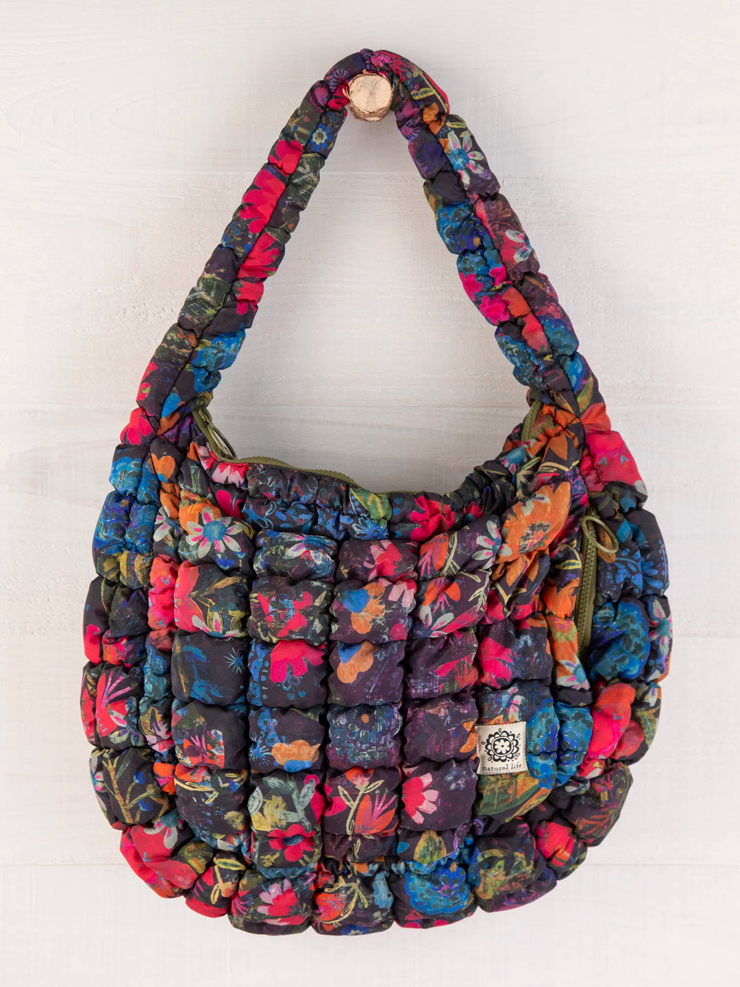 Dark Floral Garden Puffy Fit-It-All Bag
