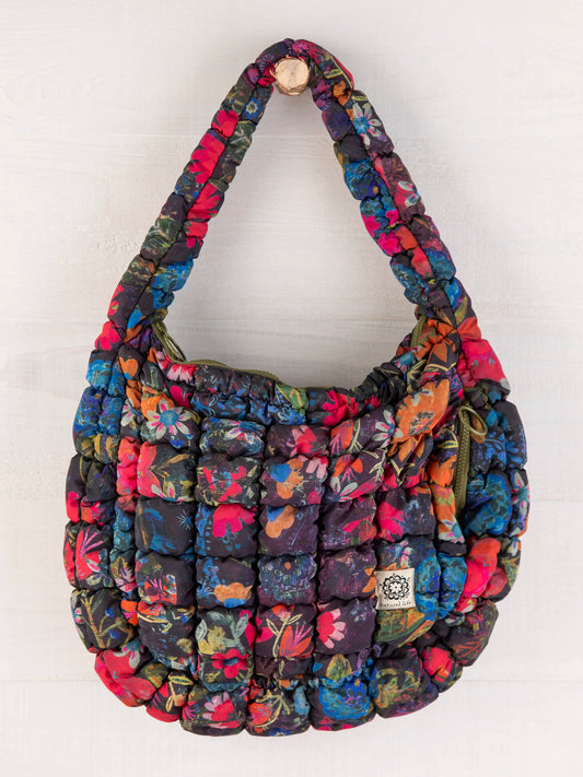 Dark Floral Garden Puffy Fit-It-All Bag