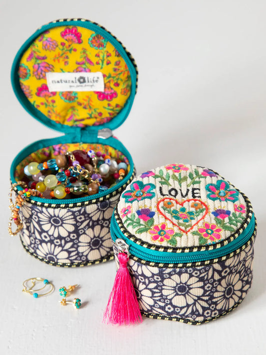 Love Embroidered Jewelry Case