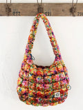 Large Bright Floral Garden Puffy Velvet Fit-It-All Bag