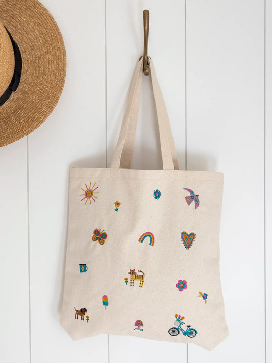 Embroidered Canvas Tote Bag - Fave Little Things