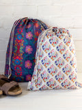 Washed Navy Floral Travel Laundry Bag Set