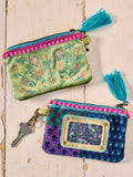 Velvet ID Pouch - Olive Folk Flower