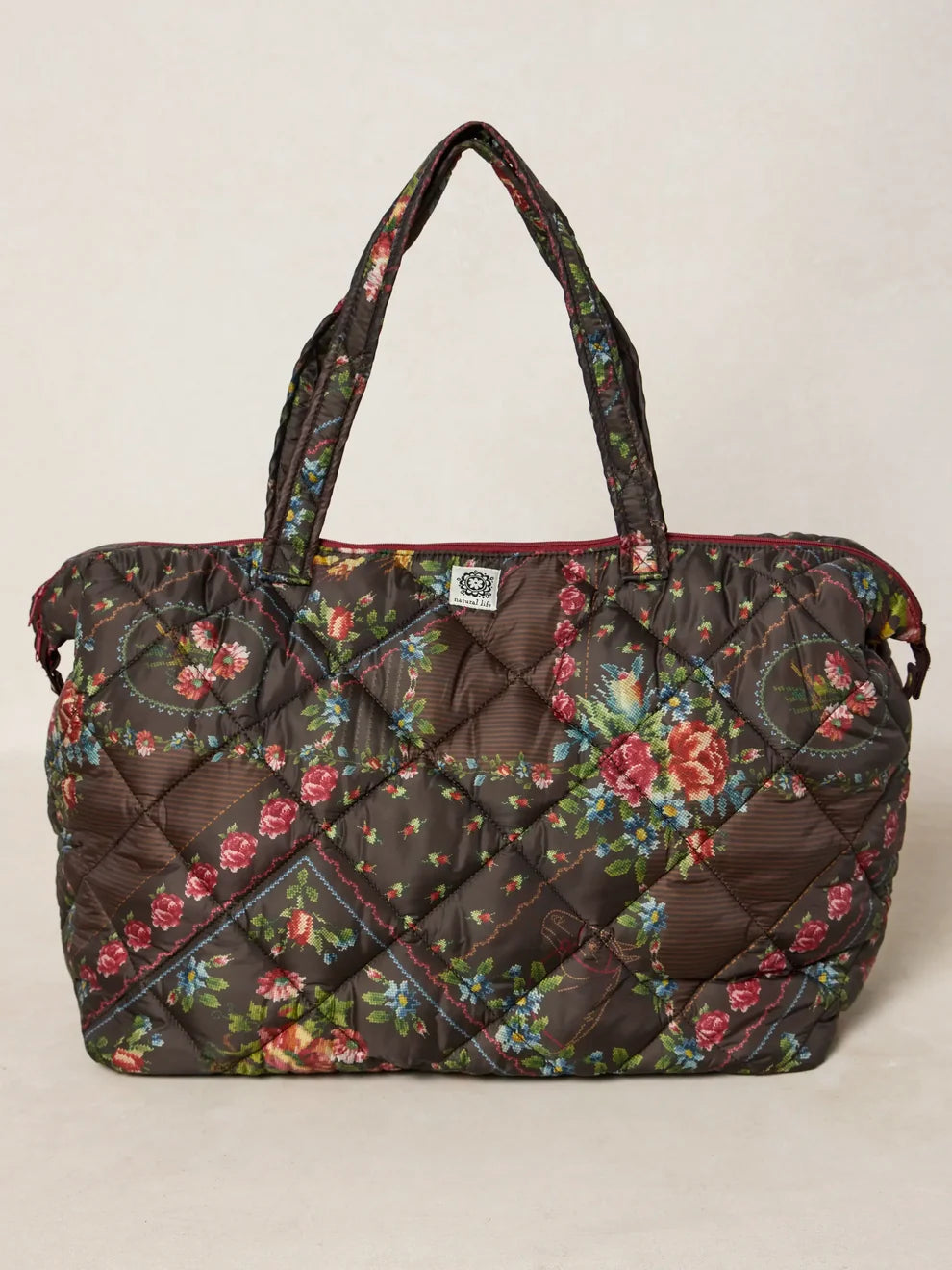 Puffy Weekender Bag - Crafted Bouquets Chocolate