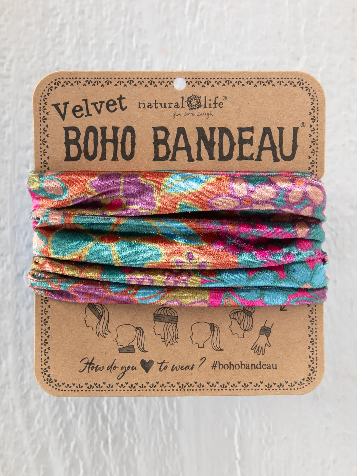 Velvet Boho Bandeau® Headband - 70s Striped Plum