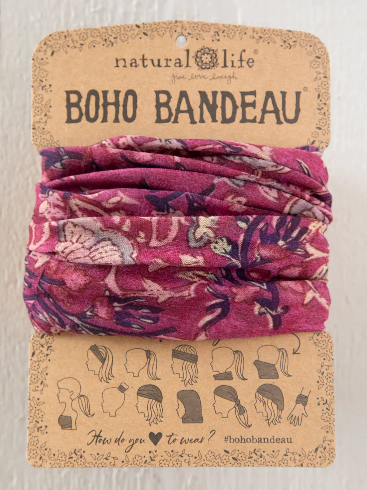 Full Boho Bandeau® Headband - Mauve India Vines