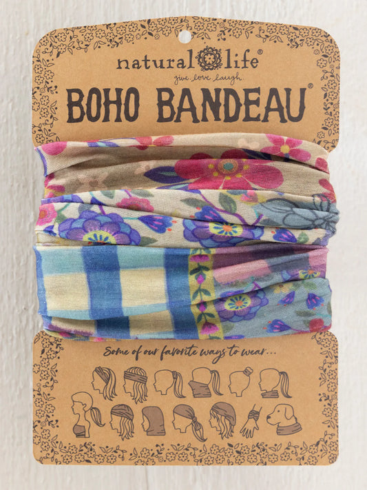 Full Boho Bandeau® Headband - Gingham Floral Patchwork