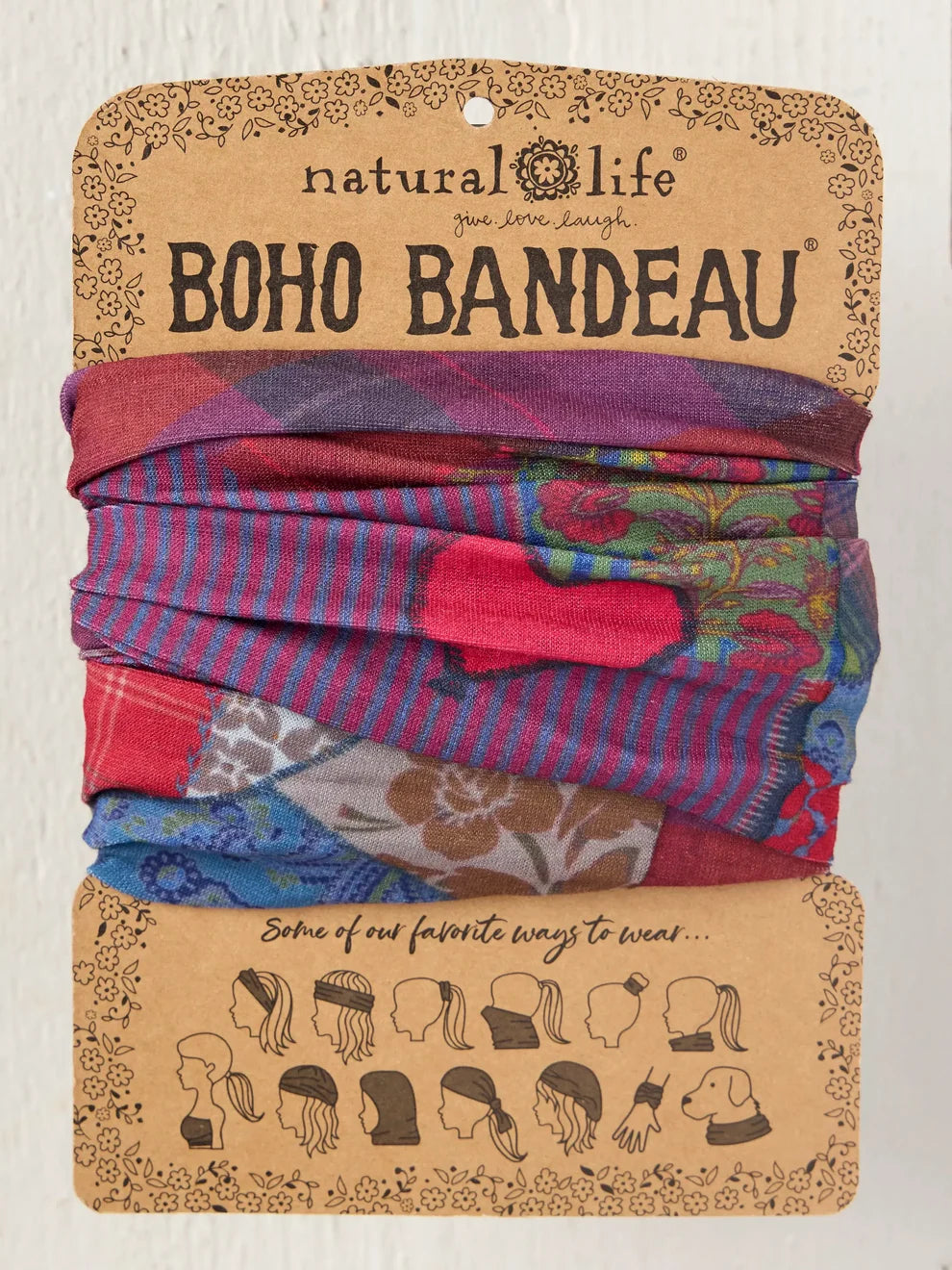 Full Boho Bandeau® Headband - Aspen Patchwork Burgundy