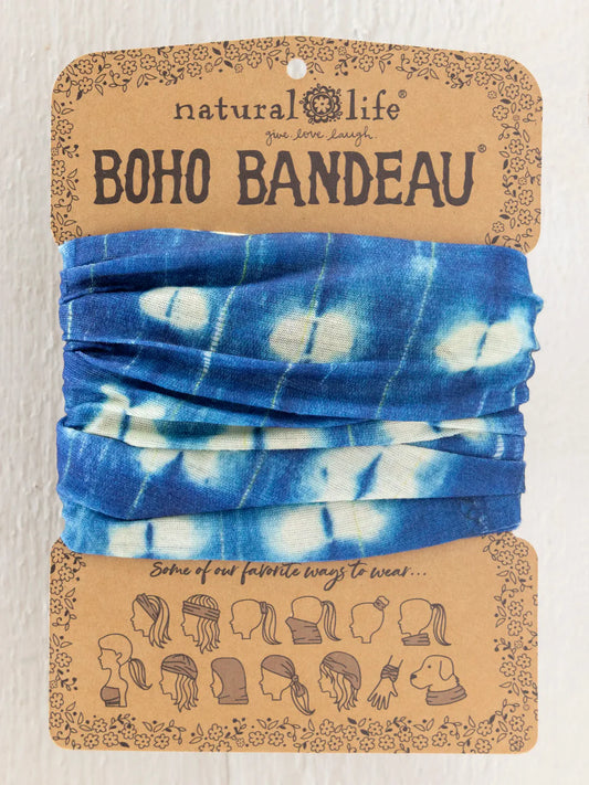 Full Boho Bandeau® Headband - Indigo Shibori Stamps