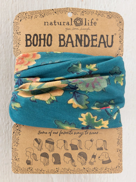 Full Boho Bandeau® Headband - Teal Orange Clusters