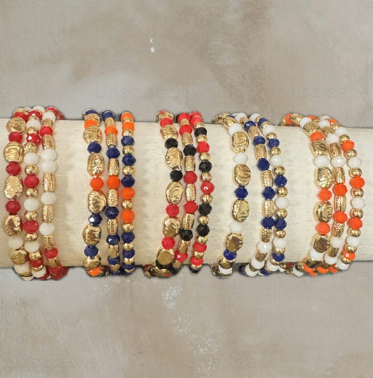 Hammered Gold Bead Gameday Bracelet Sets