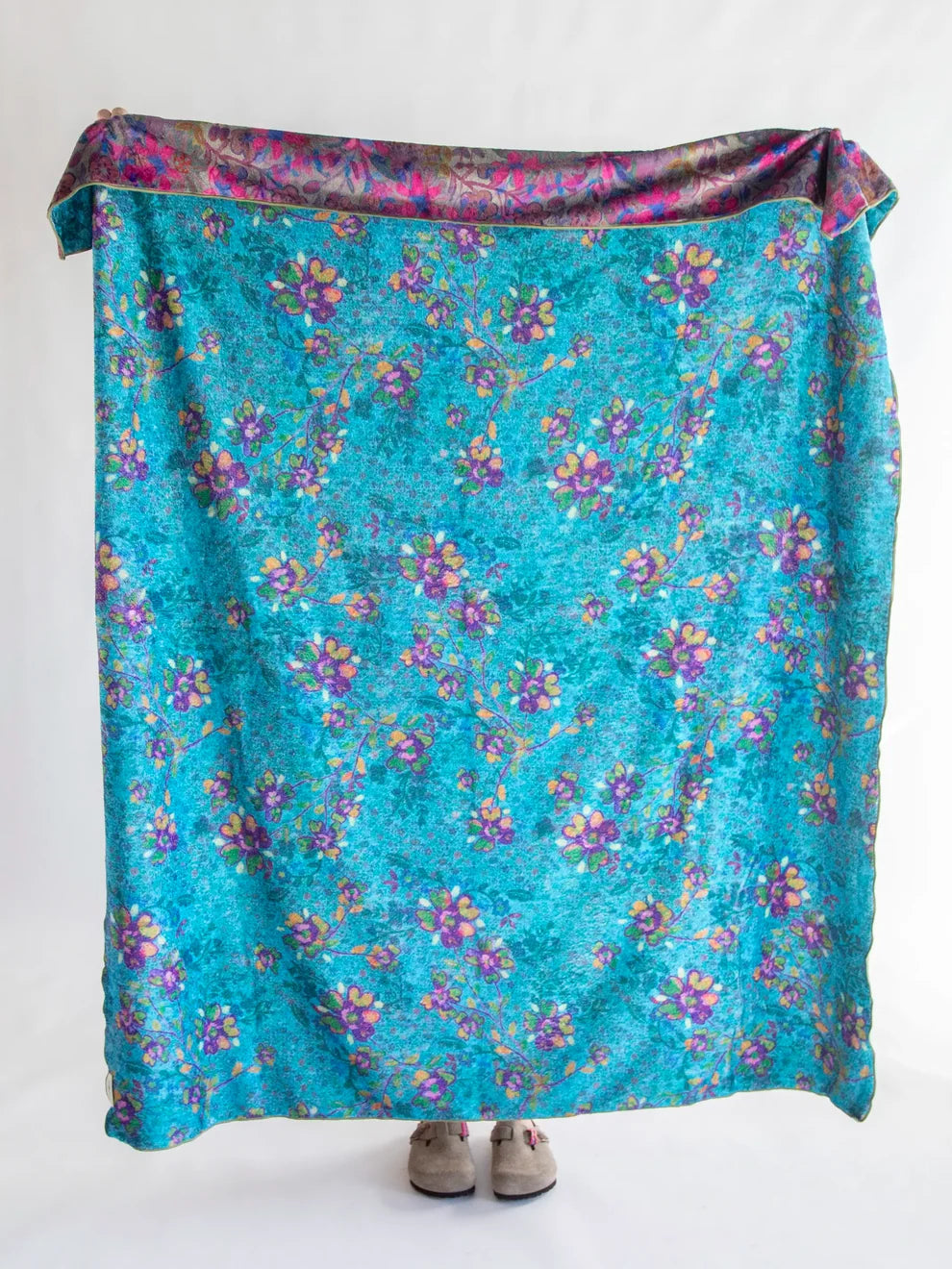 Double-Sided Cozy Throw Blanket - Border Folk Garden SKU:
