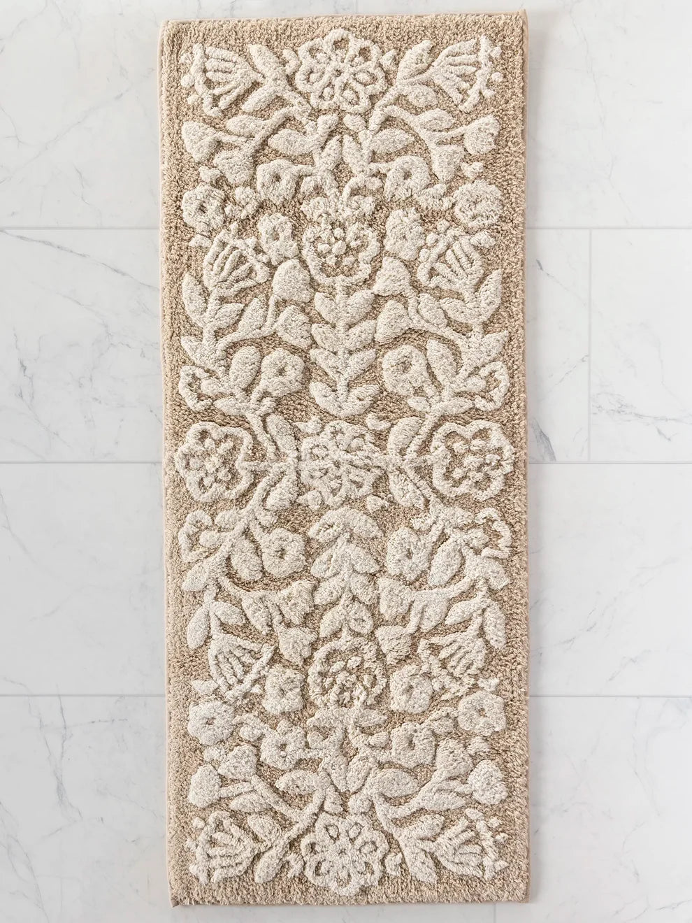 Tufted Runner Bath Mat - Cream Folk Flower