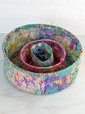 Mini Collapsible Storage Bins - Taupe Watercolor Patchwork