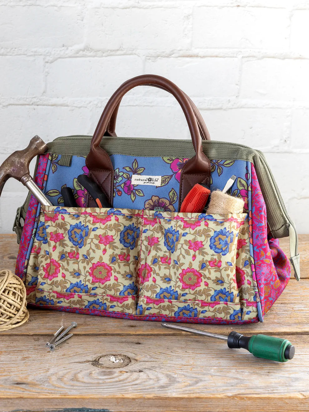 Mimi Zip Up Tool Bag - Blue Enchanted Wildflowers
