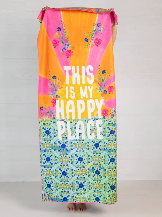 Double-Sided Microfiber Beach Towel - Happy Place
