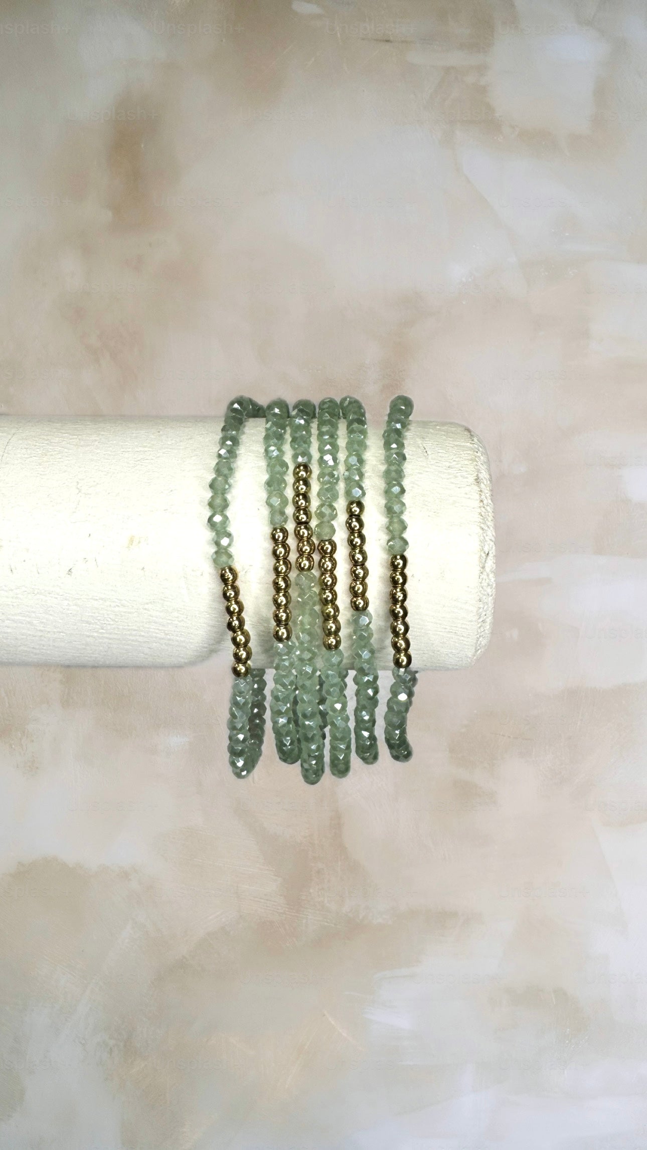 Glass Bead & Gold Bracelet Set