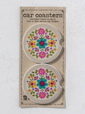 Cream Folk Flower Car Coaster Set