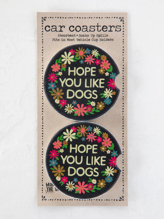Car Coasters, Set of 2 - Hope You Like Dogs