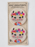 Car Coasters-Floral Cat